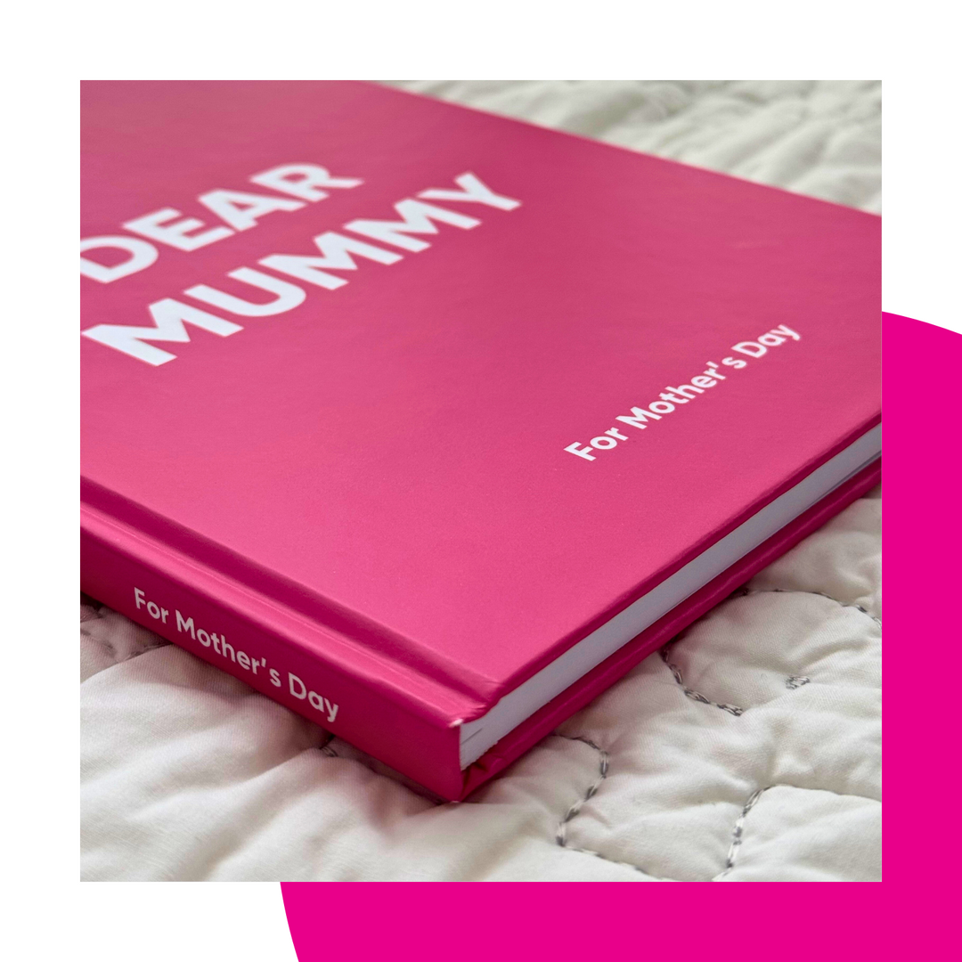 Dear Mummy book for Mother's Day shown in pink
