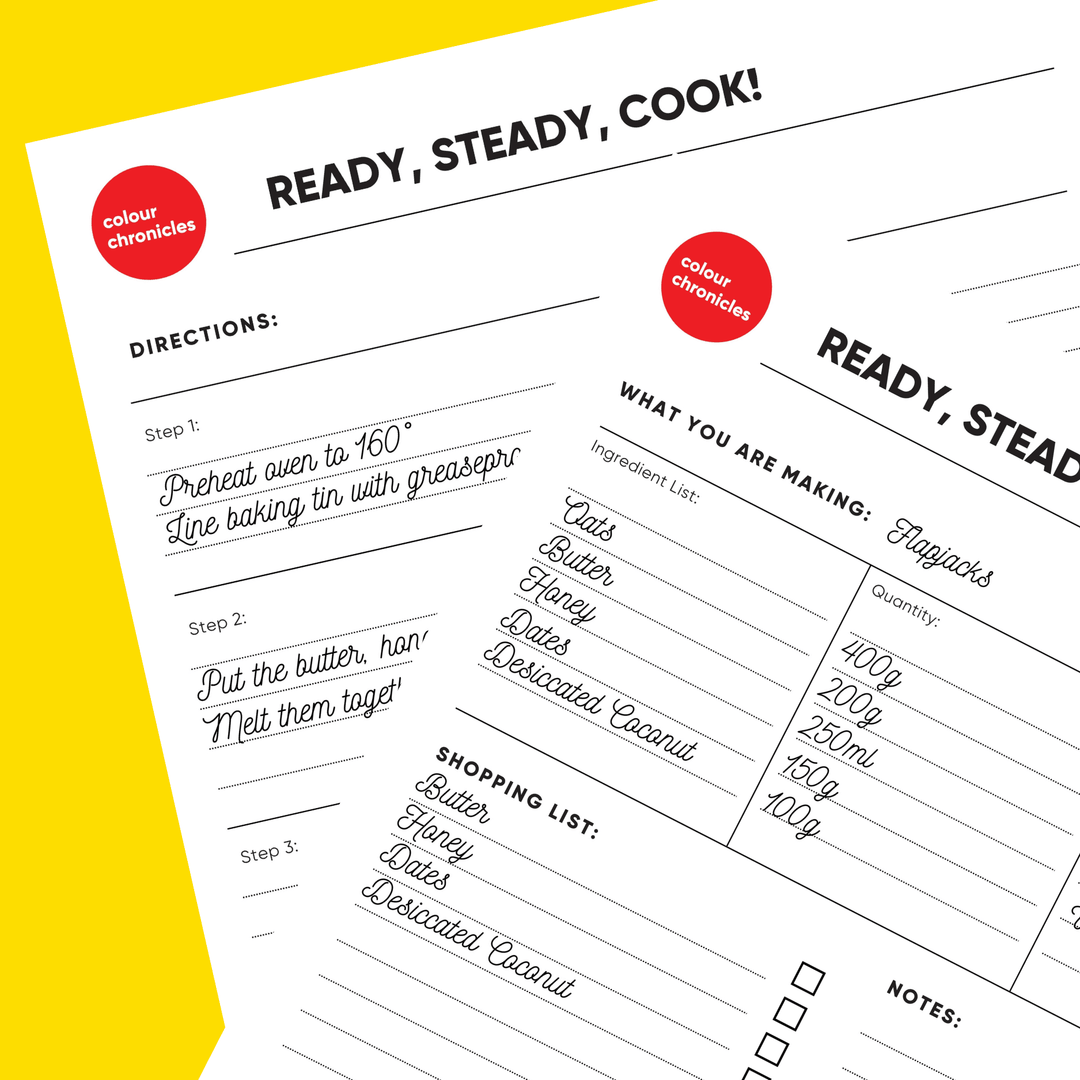 Ready, Steady, Cook! FREE Digital Download Recipe Planner - Colour Chronicles