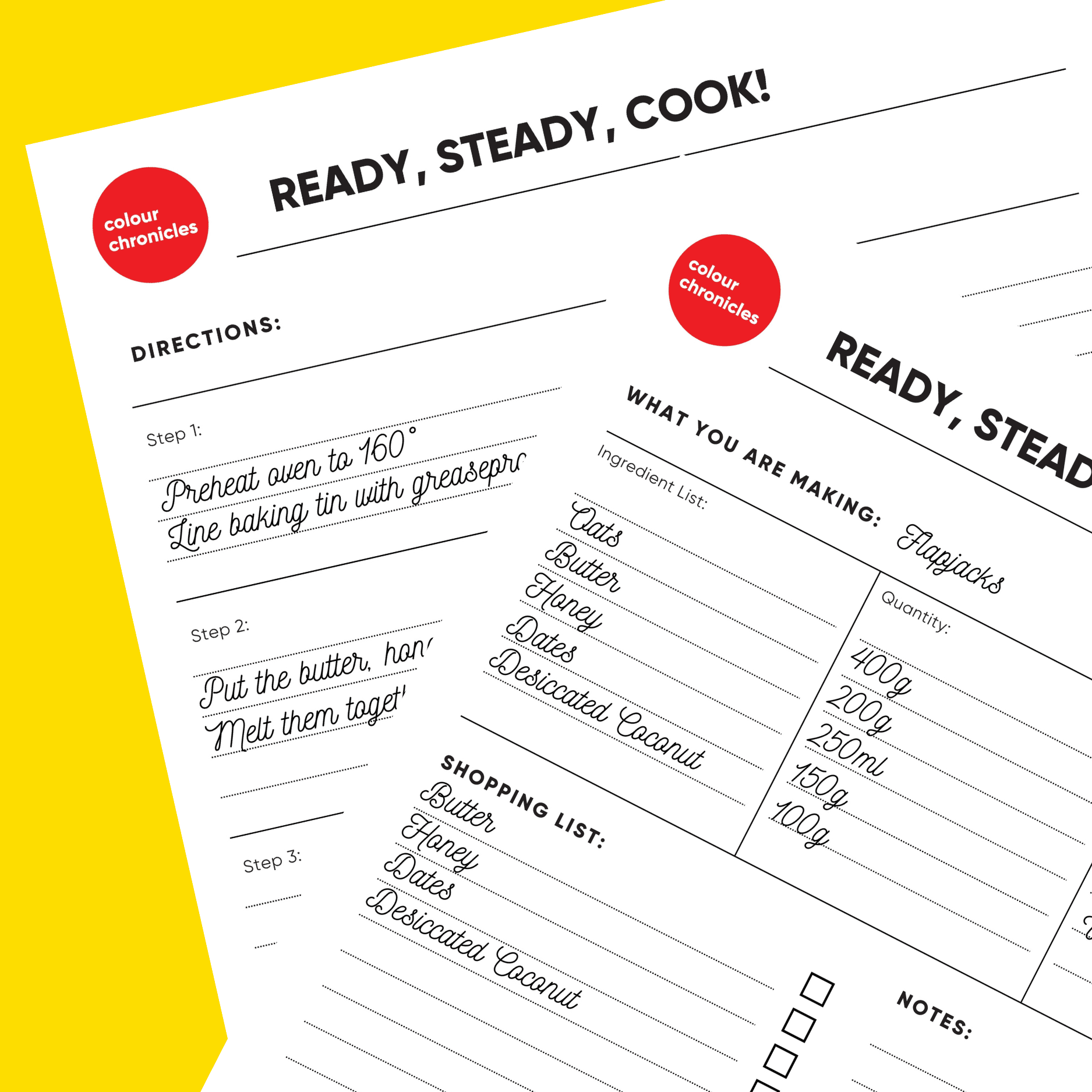 Ready, Steady, Cook! FREE Digital Download Recipe Planner - Colour Chronicles